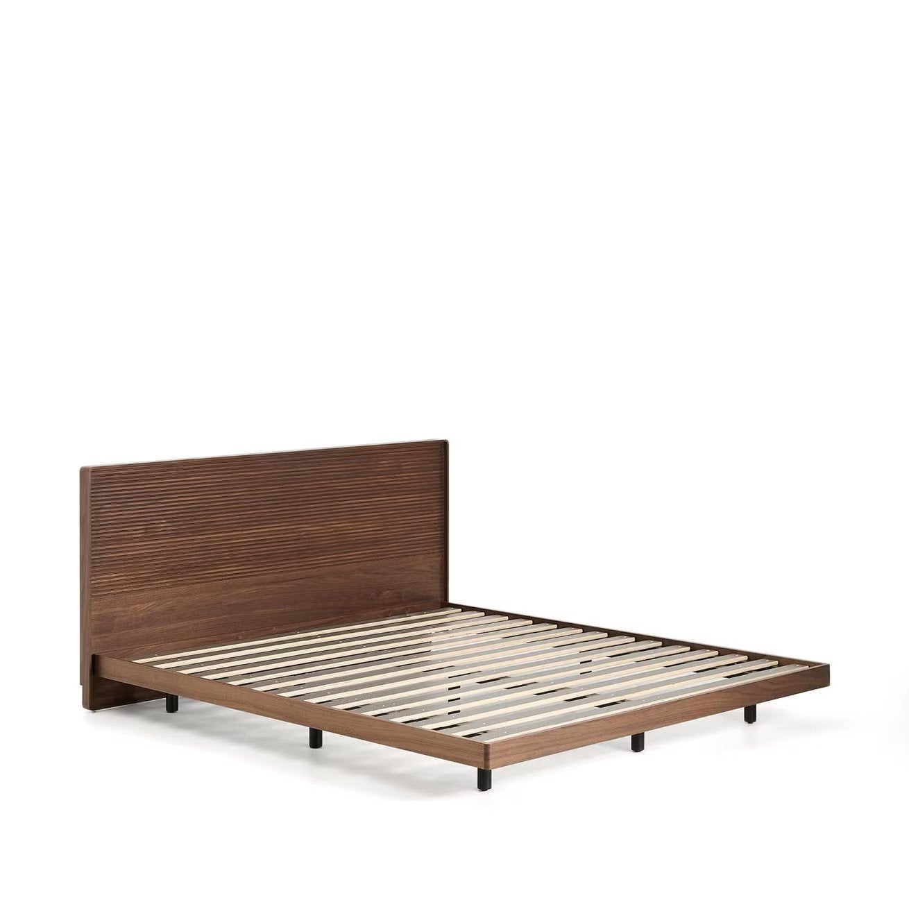 Bed Norlen LED Walnootfineer 180x200 van Kave Home, Huis en Inrichting, Slaapkamer | Bedden, Ophalen, ., Kave Home, 180 cm