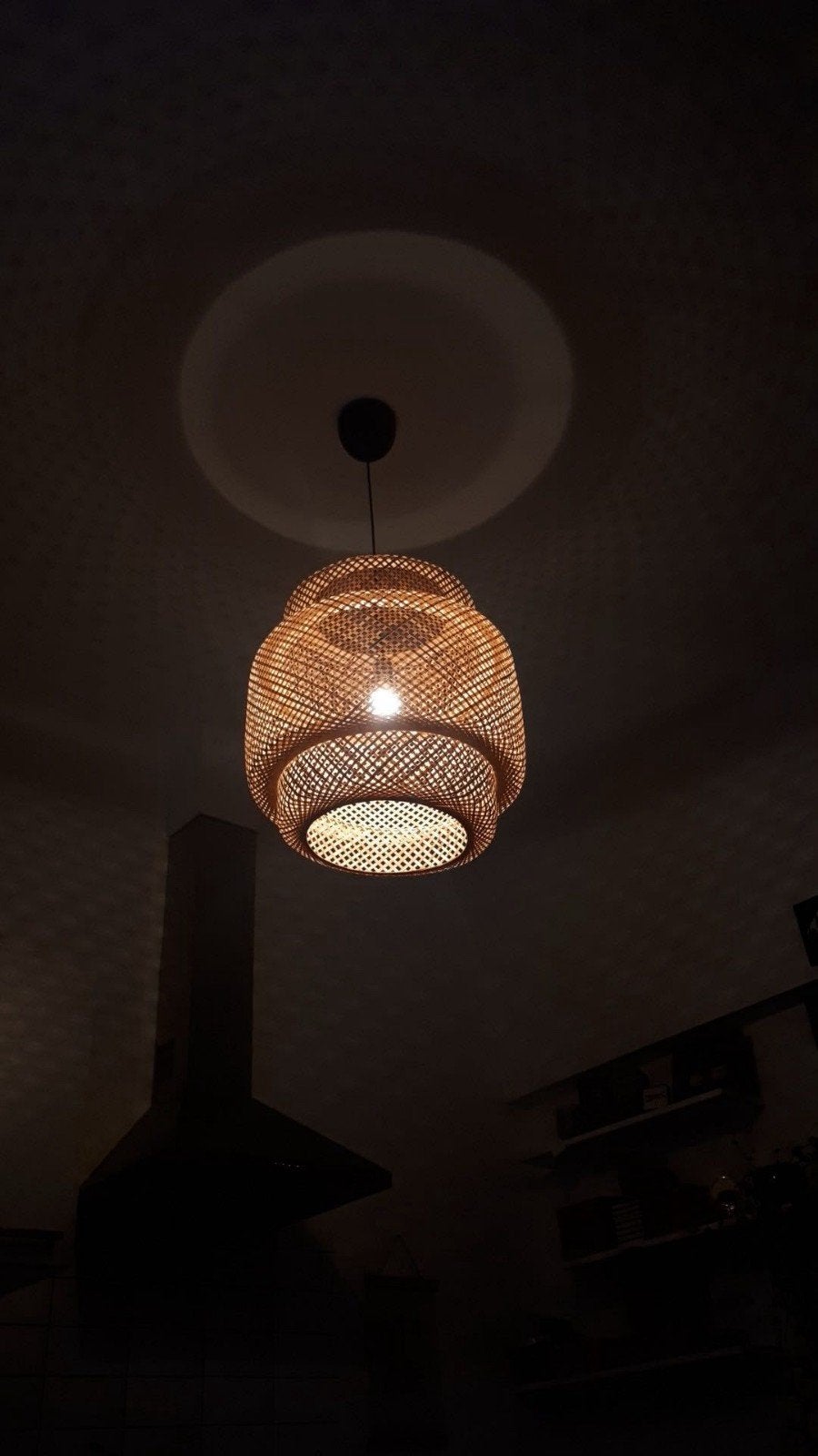 Hanglamp van bamboe, Ophalen, Bohemian, Scandinavisch, Natuurlijk materiaal, E27 (groot)