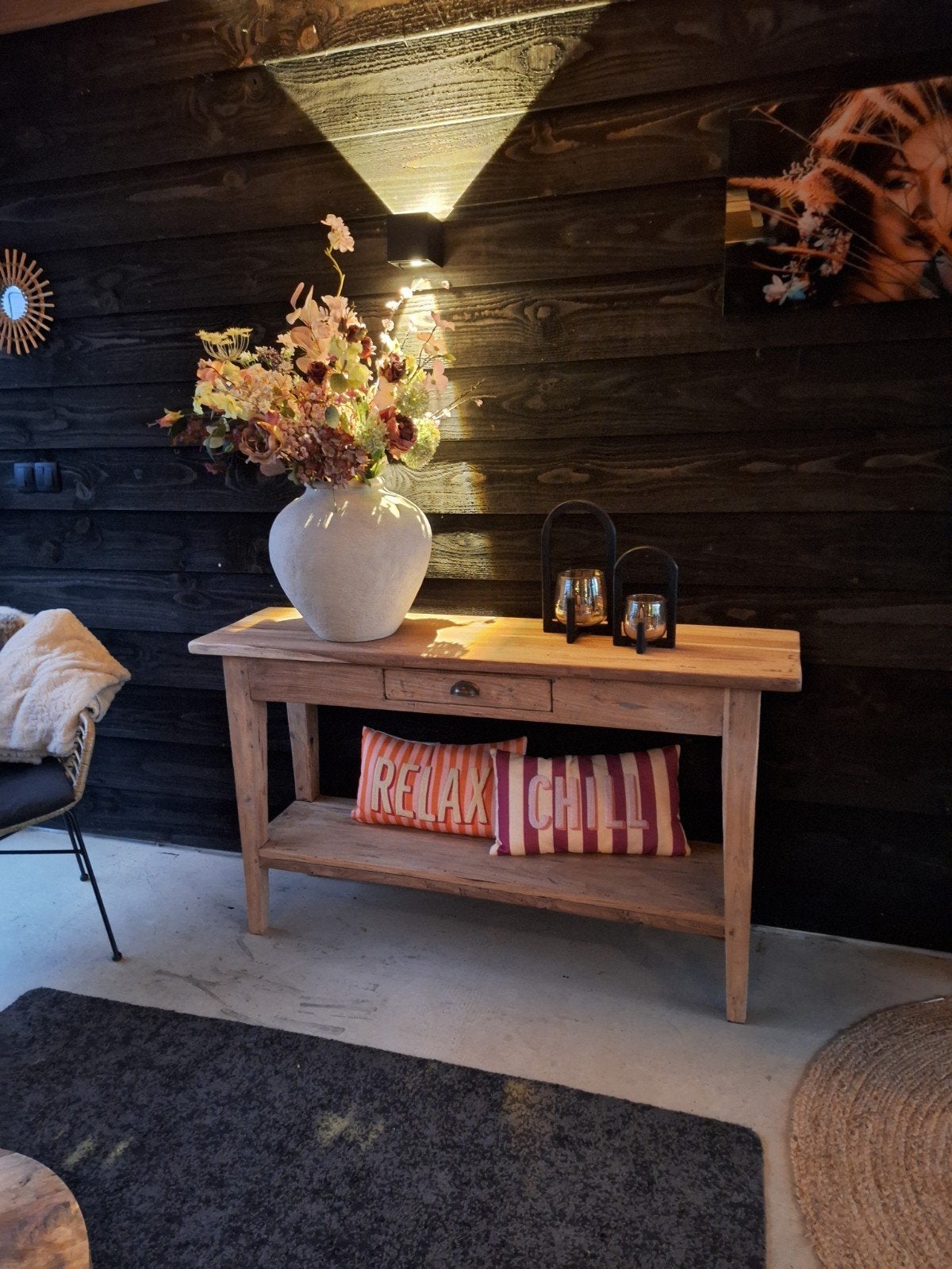Robuuste Teak Sidetable - Onbehandeld Hout - 140x40x80 cm, Ophalen, Gebruikt, 100 tot 150 cm, Teakhout
