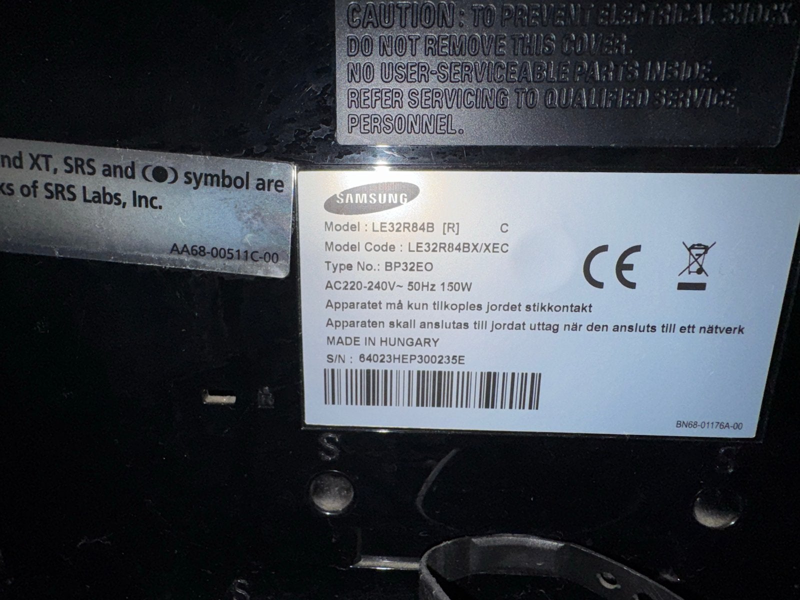 Samsung LE32R84B LCD TV - 81 cm (32 inch), Ophalen, Gebruikt, 50 Hz, 80 tot 100 cm