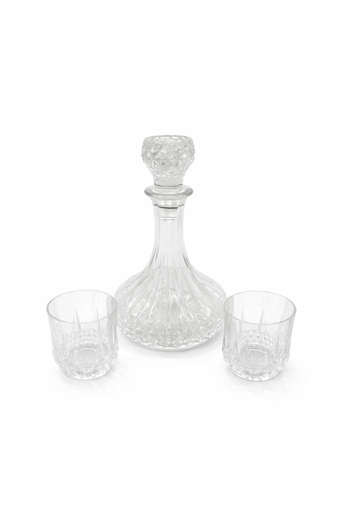 Kristallen karaf met 2 glazen, Antiek en Kunst, Ophalen of Verzenden