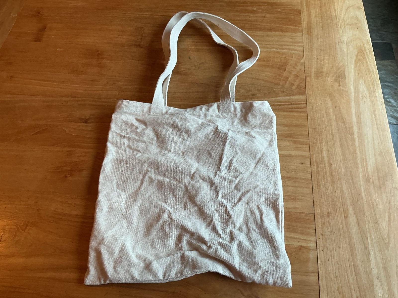 Stoffen tas met leuke tekst - zgan - leuk om te pimpen, Ophalen of Verzenden, Zo goed als nieuw, Beige, Shopper