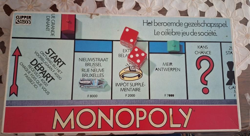 Oude Monopoly. Nederlandse. Belgie's. Talig. Compleet., Vijf spelers of meer, Ophalen of Verzenden, Zo goed als nieuw, Clipper