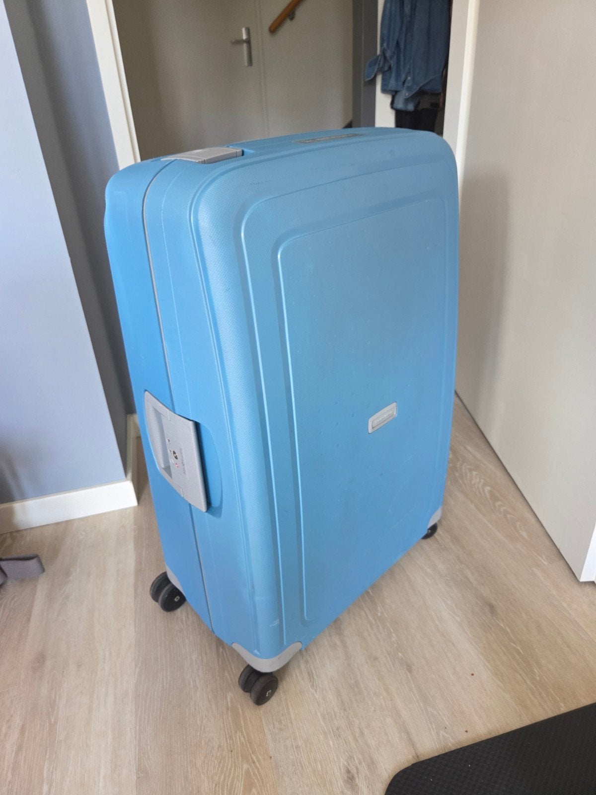 Samsonite koffer - Lichtblauw - Hard kunststof, Gebruikt, Hard kunststof, 45 tot 55 cm, 70 cm of meer