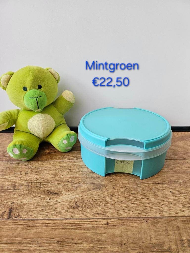 Tupperware mintgroene vensterdoos koektrommel €22,50, Ophalen of Verzenden, Gebruikt, Groen, Bak of Kom