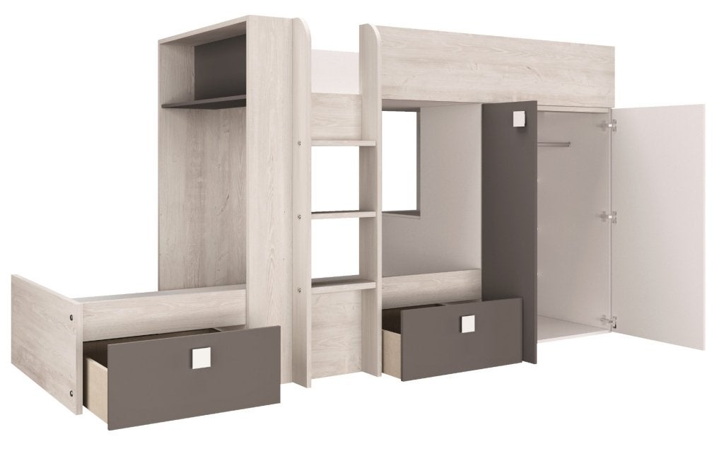 Maxim Multifunctioneel Stapelbed - 90x190 - Antraciet, Niet ingevuld, Niet ingevuld, Niet ingevuld