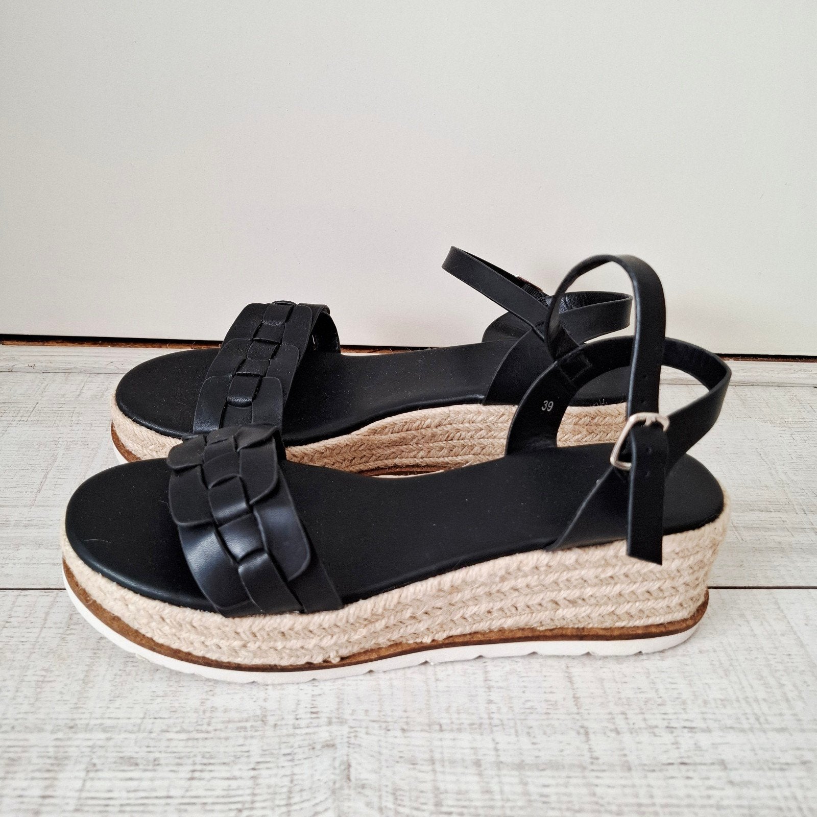 Shoeby, zwarte espadrille sandalen - maat 39, Zwart, Nieuw, Shoeby, Sandalen of Muiltjes