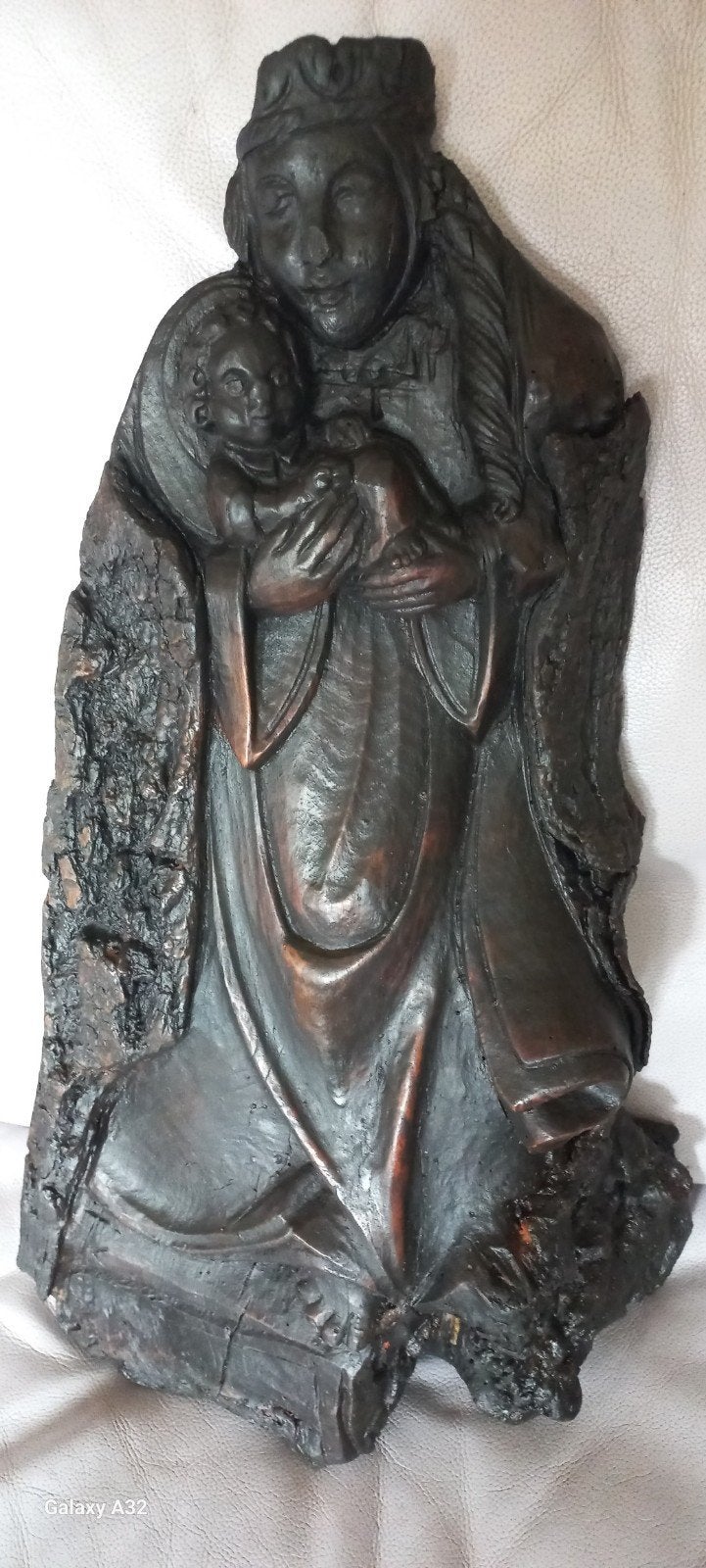 Wandpaneel Maria met Kind hout 19e eeuws ., Antiek en Kunst, Ophalen of Verzenden