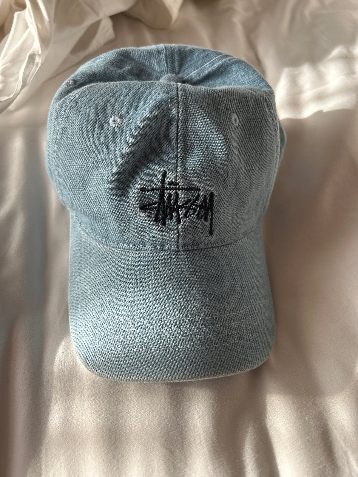 Stussy pet - Lichtblauwe denim cap, Ophalen of Verzenden, Zo goed als nieuw, One size fits all, Pet