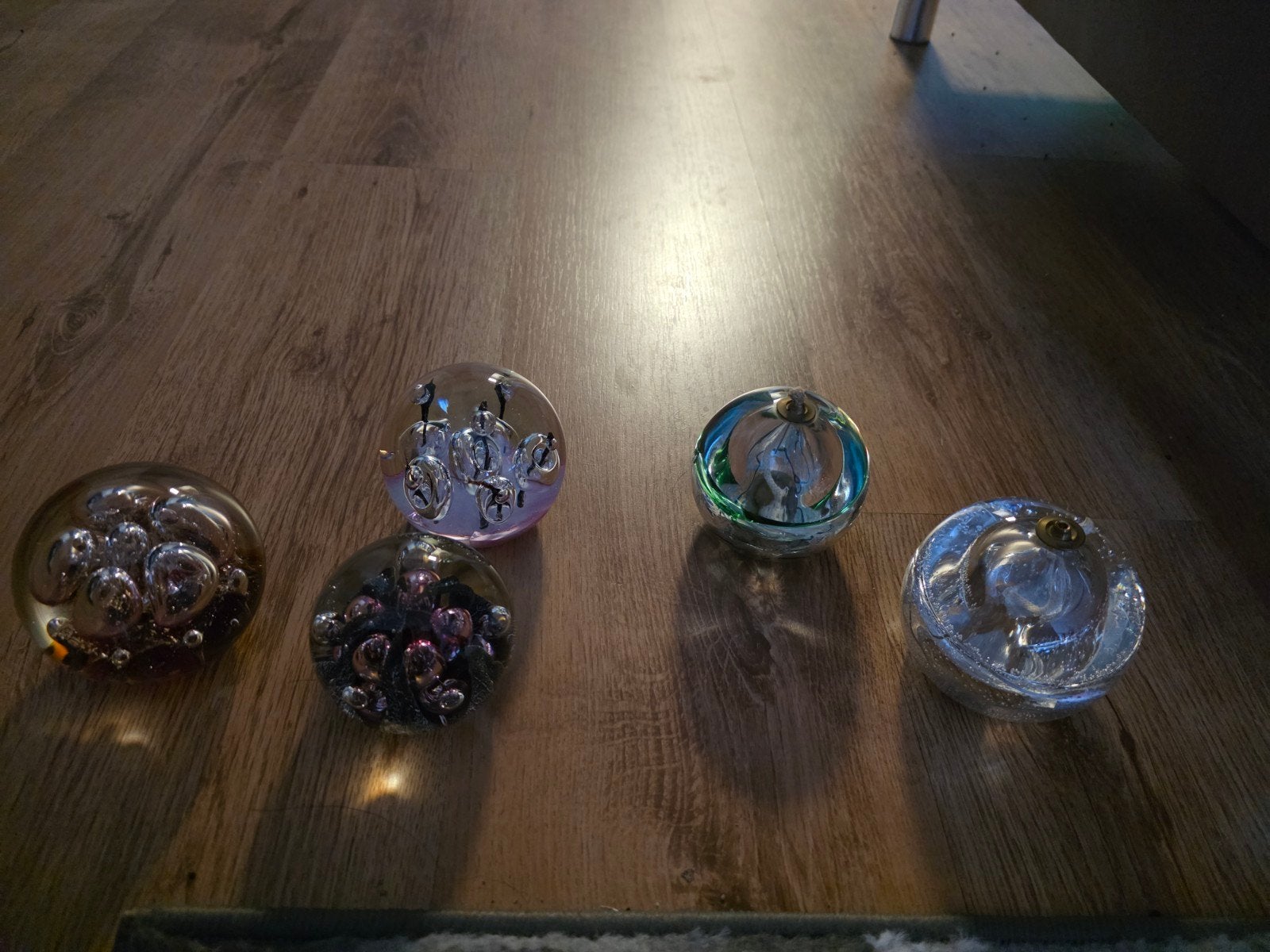 Decoratieve glazen bollen, waarvan twee olielampen, Gebruikt, Meerkleurig, Overige stijlen, Ophalen of Verzenden