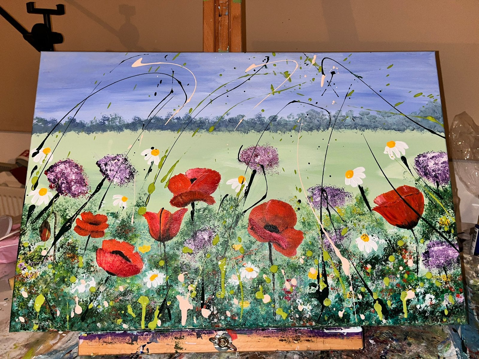 Klaprozenveld, Antiek en Kunst, Kunst | Schilderijen | Modern, Ophalen of Verzenden