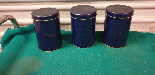 3x blikken blauw, Verzamelen, Ophalen of Verzenden