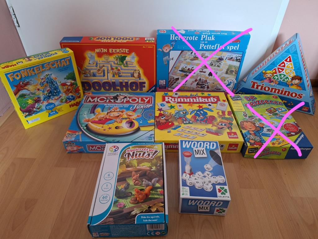 Leuke bordspellen voor kinderen vanaf 4 jaar! € 5,- per spel, Ophalen, Zo goed als nieuw