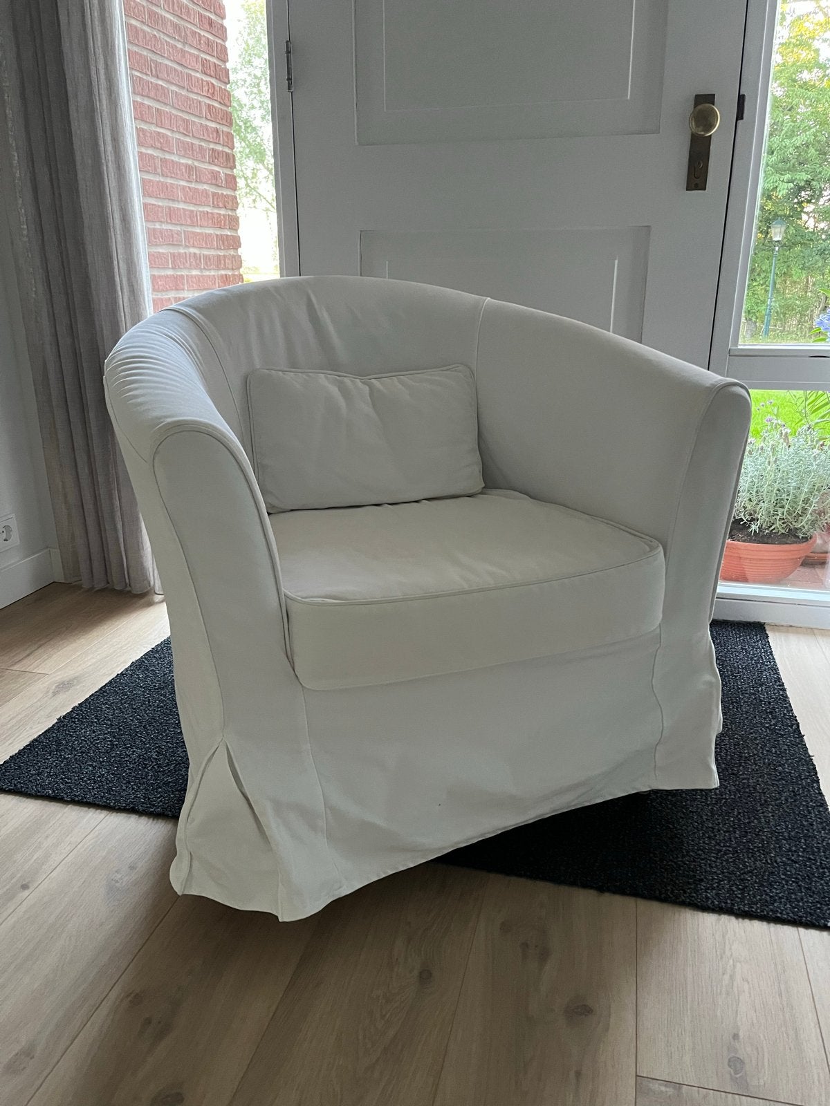 Gratis - Witte stoel met afneembare hoes, Huis en Inrichting, Fauteuils, Ophalen, Gebruikt, Stof, 75 tot 100 cm