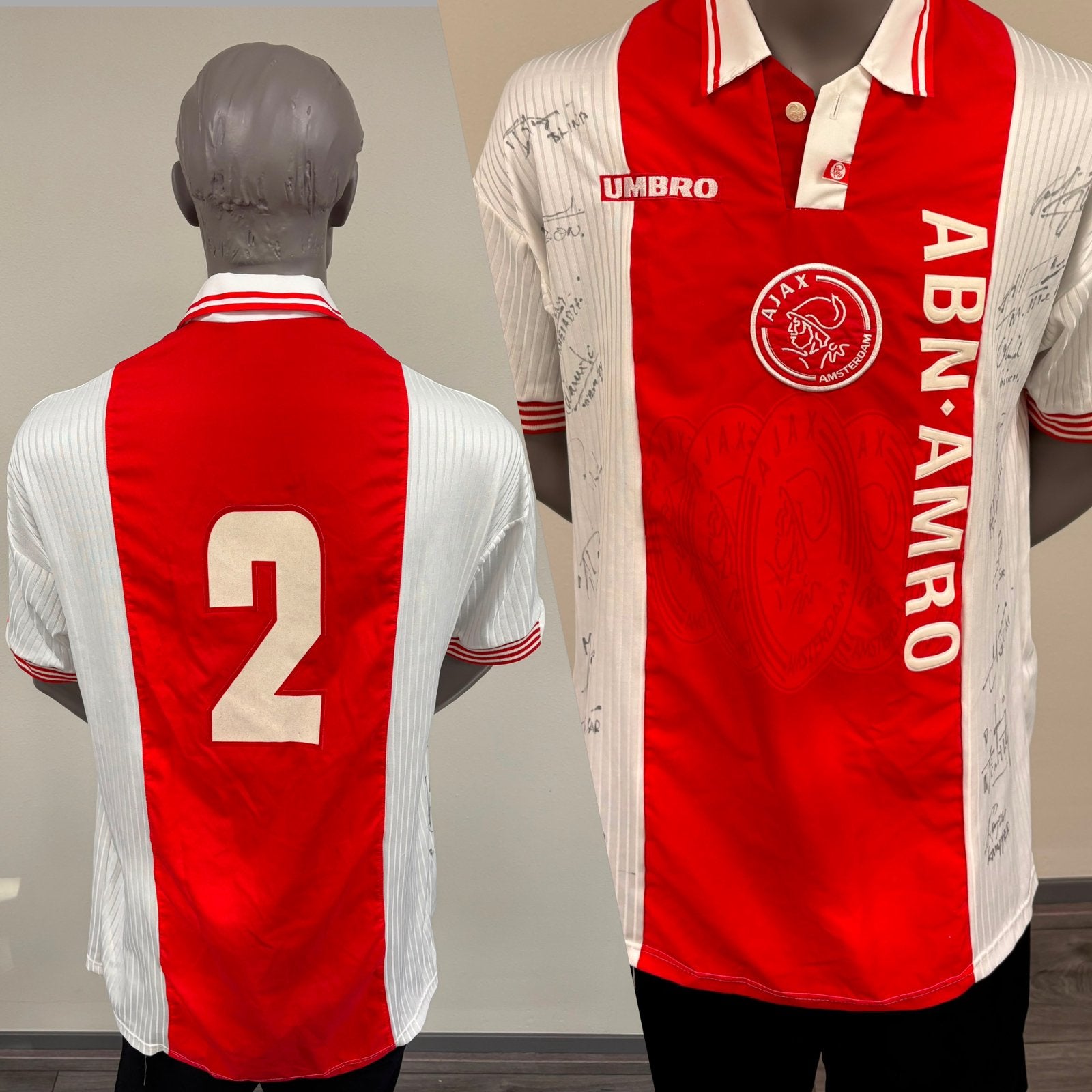 Gesigneerd Ajax voetbal shirt 1997/1998 Umbro rugnummer 2, Maat XL, Ophalen of Verzenden, Shirt
