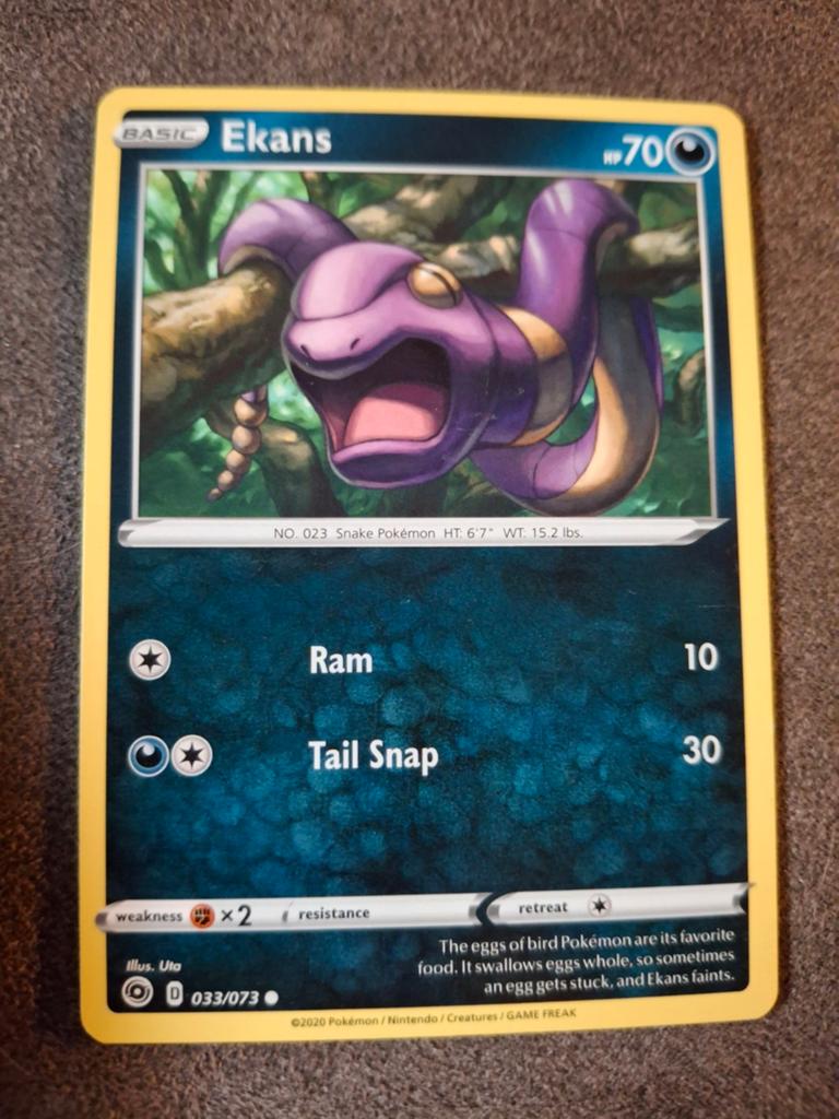 Pokémon Kaart Ekans 033/073 - Zo goed als nieuw, Ophalen of Verzenden, Zo goed als nieuw, Losse kaart