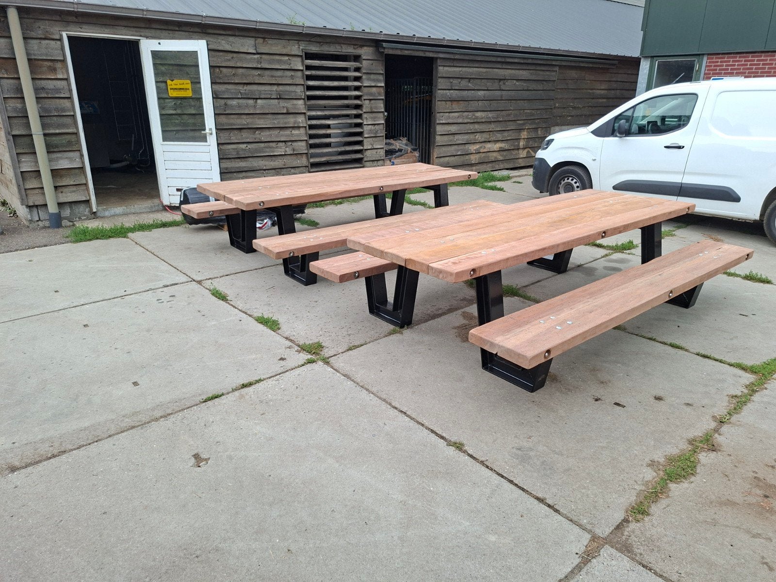Robuuste picknicktafel Azobé hardhout 300x200cm, 10-12 pers., Ophalen of Verzenden, Rechthoekig, Hout
