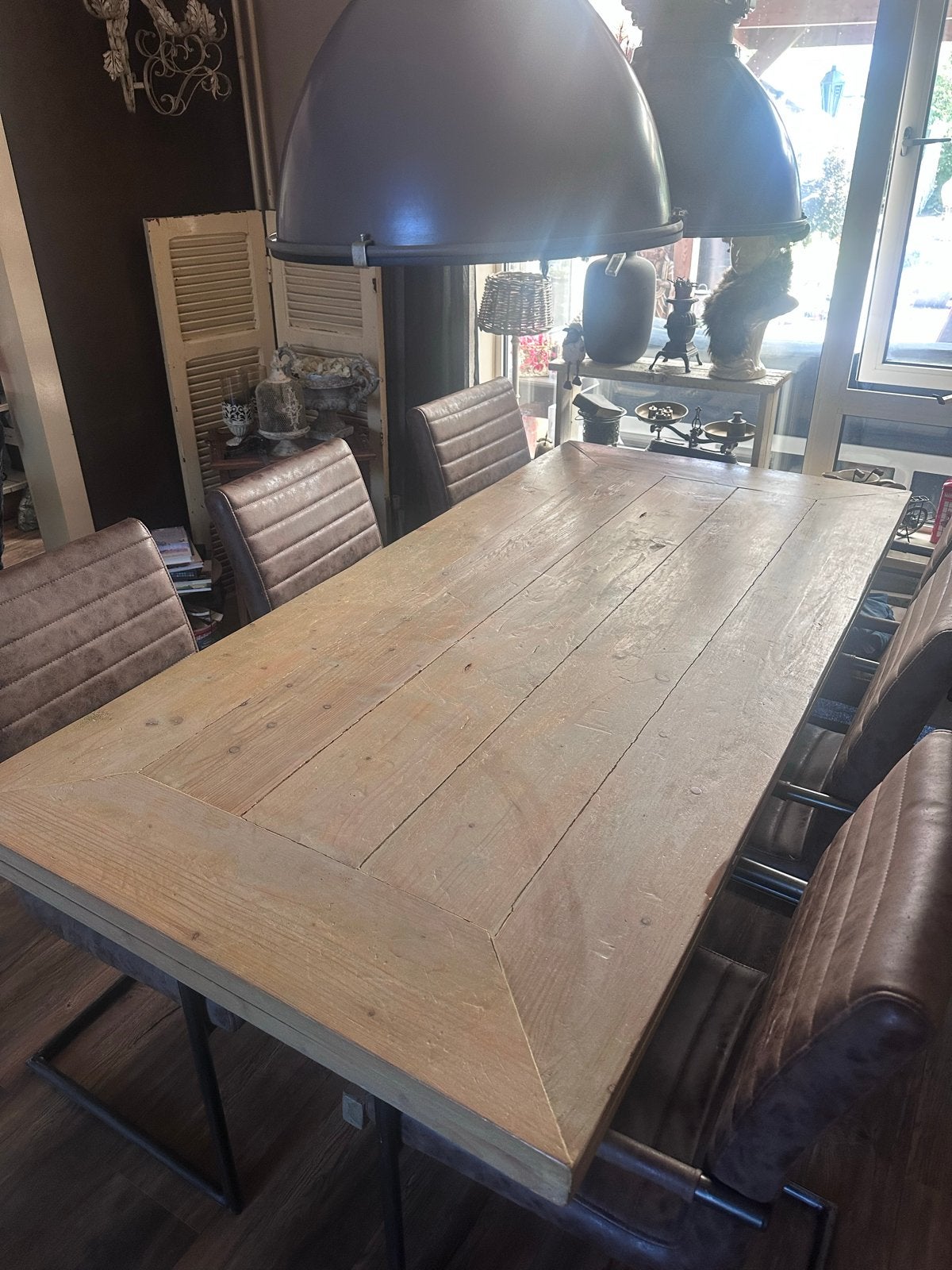 Steigerhouten Woonkamerset: Eettafel, Salontafel & 6 Stoelen, Ophalen