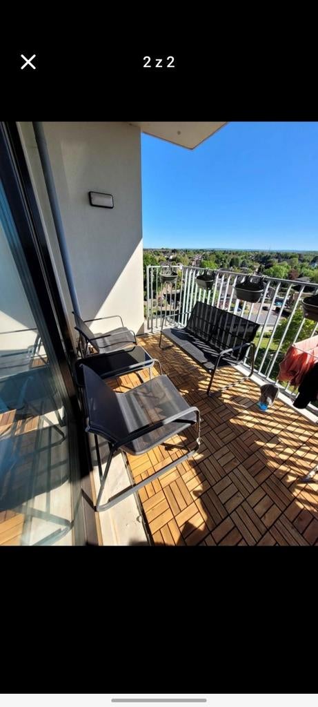 Moderne Balkonset met 2 Stoelen en Bankje, Kunststof, 3 zitplaatsen, Ophalen of Verzenden, Zo goed als nieuw