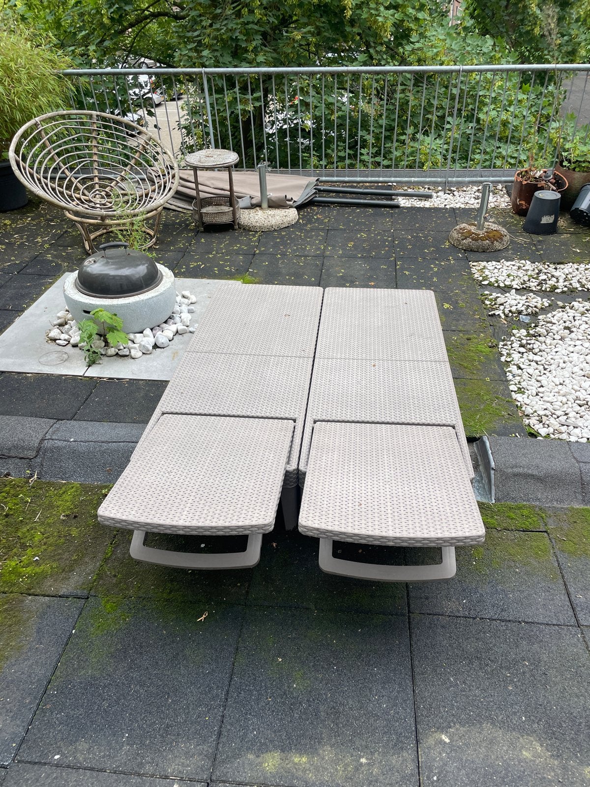 3x Ligbedden met 2x kussens - Zo goed als nieuw, Tuin en Terras, Ligbedden, Ophalen, Zo goed als nieuw, Kunststof, Verstelbaar