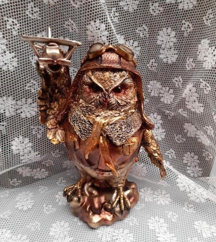 Steampunk uil piloot, Verzamelen, Beelden en Beeldjes, Ophalen, Zo goed als nieuw, Dier