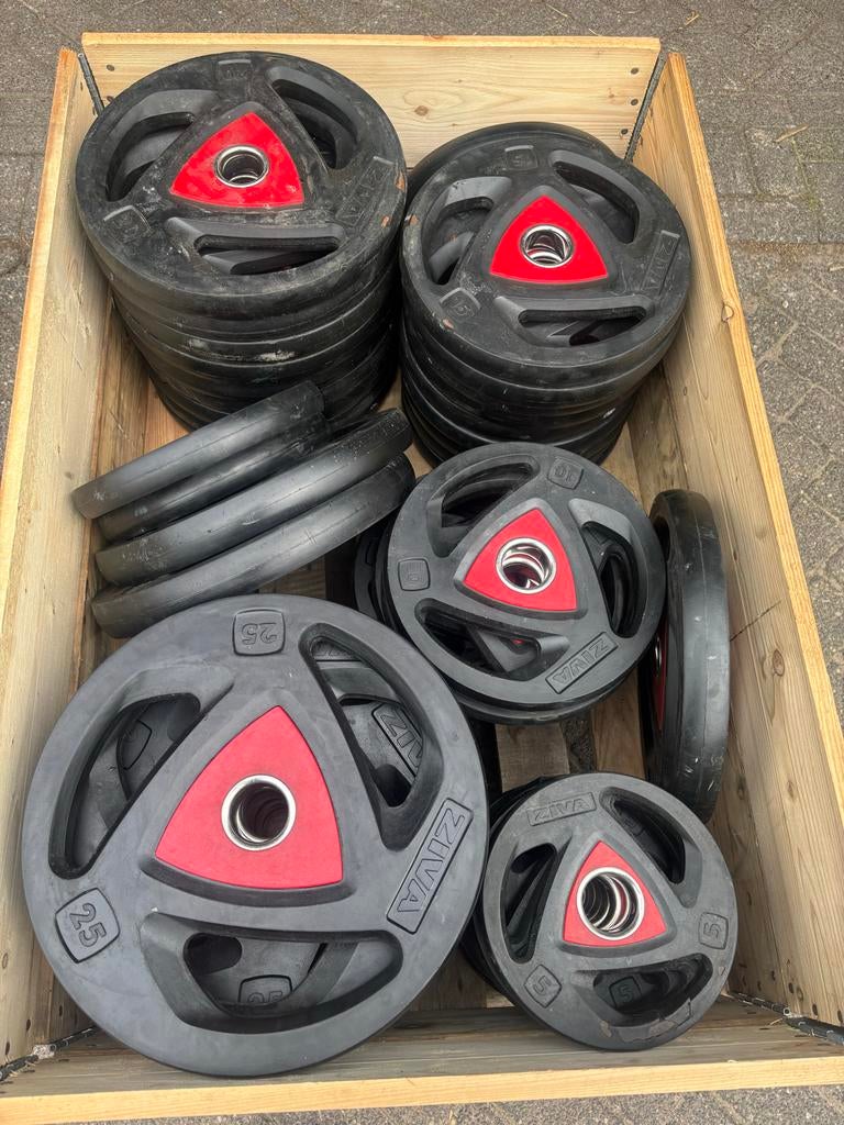 Ziva Halterschijven Set - 157,5 kg - Gebruikt €1,75 per kg, Sport en Fitness, Fitnessmaterialen, Halterschijven, Ziva, Ziva, Zo goed als nieuw