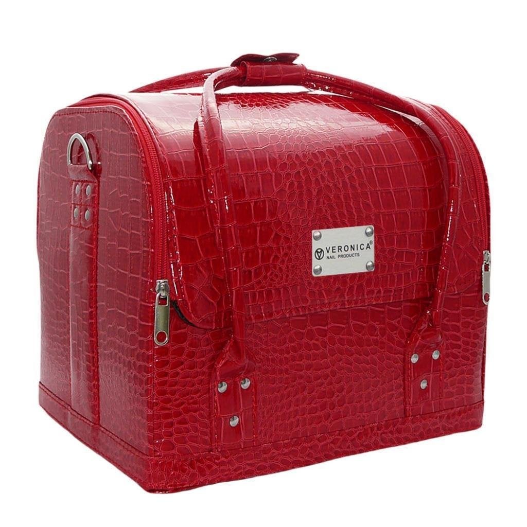 Make-up koffer - Croco Rood - Hand koffer makeup, visagie, Ophalen of Verzenden