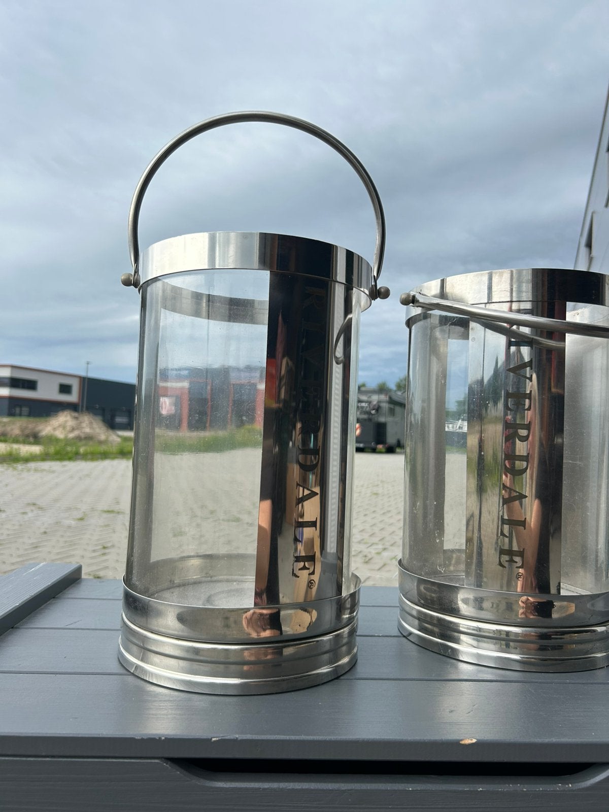 2x Riverdale Windlicht Groot - Ø22cm H35cm, Huis en Inrichting, Woonaccessoires | Kandelaars en Kaarsen, Ophalen, Gebruikt, 25 tot 50 cm