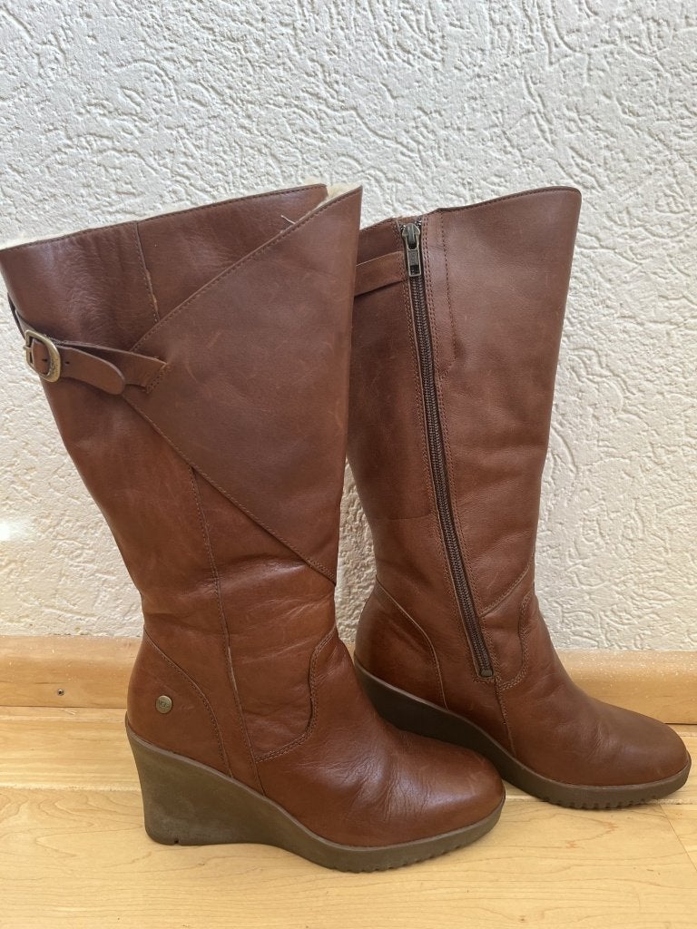 UGG sleehak laarzen mt 38 Corinth kastanjebruin bontvoering, Hoge laarzen, Bruin, Verzenden, Zo goed als nieuw
