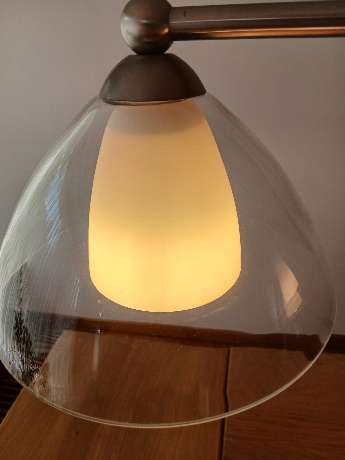 RVS Hanglamp met 3 Lichtbronnen en Ingebouwde Dimmer, Ophalen, Gebruikt, Overige fittingen, Glas