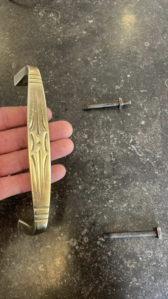 1x Antiek messing Grote slanke Deurgreep Jugendstil Art Deco, Antiek en Kunst, Ophalen of Verzenden