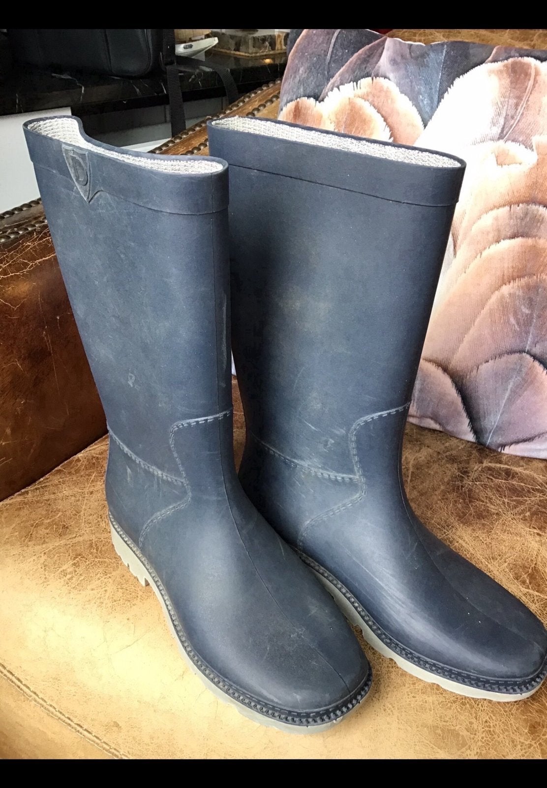 Kaplaarzen, donkerblauw, merk Dunlop, maat 35, regenlaarzen., Ophalen of Verzenden, Zo goed als nieuw, Laarzen