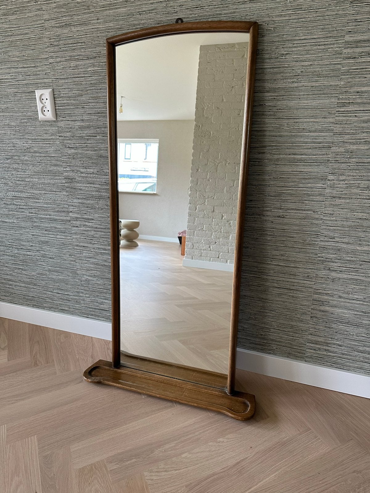 Kapspiegel met eikenhouten frame - 122x67cm, Antiek en Kunst, Antiek | Spiegels, 50 tot 100 cm, 100 tot 150 cm, Rechthoekig, Ophalen