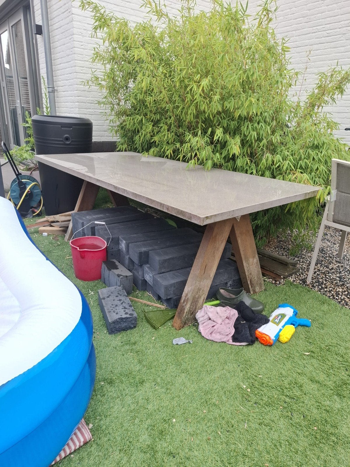 Grote betonnen tuintafel, Tuin en Terras, Tuintafels, Ophalen, Gebruikt, Rechthoekig, Overige materialen