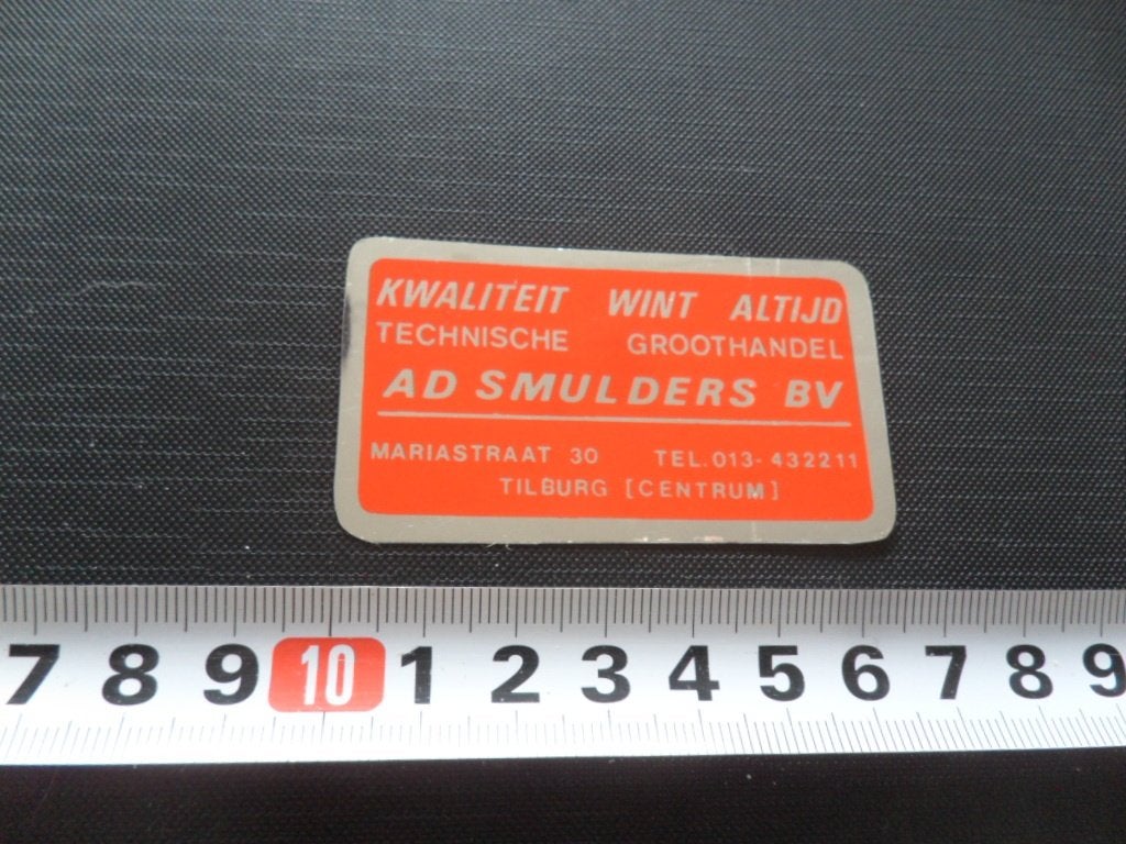 sticker Tilburg AD SMULDERS BV Technische Groothandel folie, Ophalen, Zo goed als nieuw