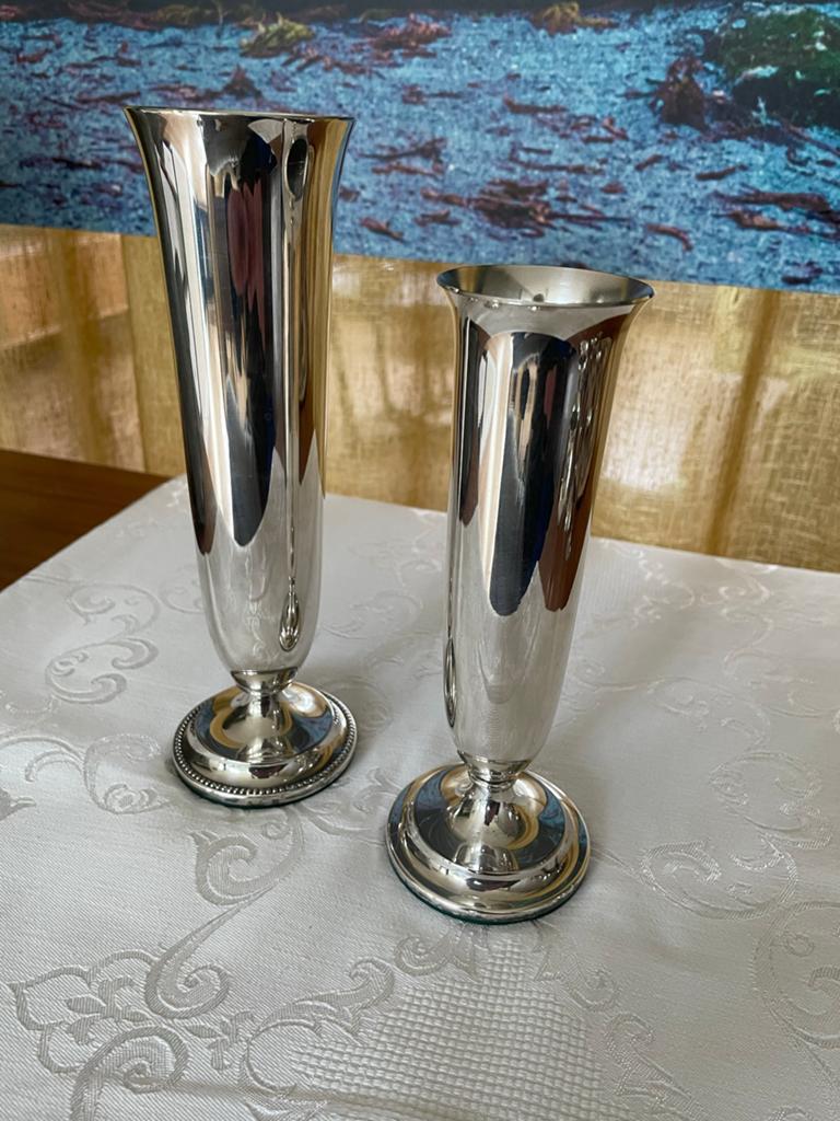 Set van 2 verzilverde vaasjes Van Kempen en Begeer, Antiek en Kunst, Ophalen