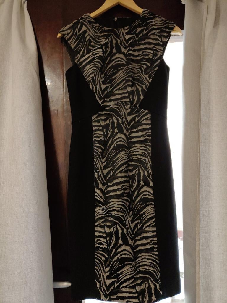 Dames Jurk Zwart met Zebraprint mast 34, Maat 38/40 (M), Zwart, Ophalen of Verzenden, Knielengte