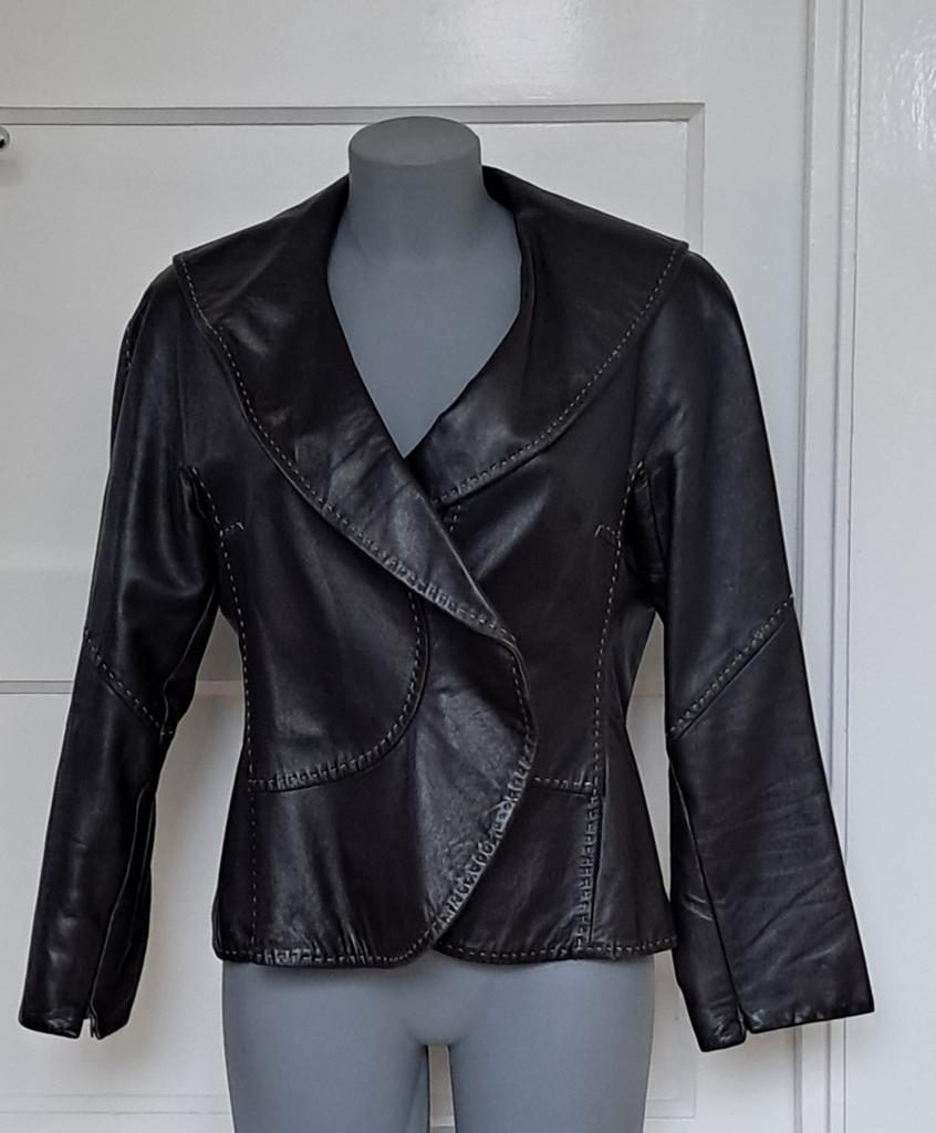 Betty Barclay Nappa Leren Jas met Ronde Kraag, Kleding | Dames, Verzenden, Zo goed als nieuw, Bruin