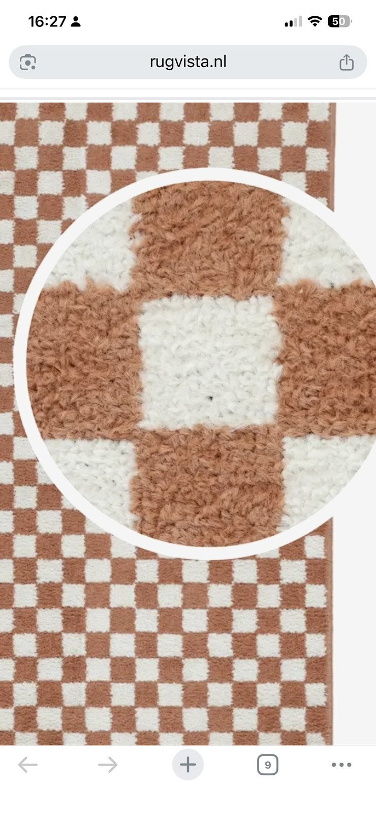 Geblokt vloerkleed 200x300 terra/crème, Huis en Inrichting, Stoffering | Tapijten en Kleden, Ophalen, 200 cm of meer, Zo goed als nieuw