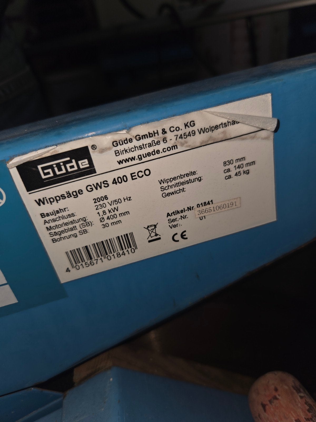 gude GWS 400 eco wipzaag, Ophalen, Gebruikt, Cirkelzaag, 70 mm of meer