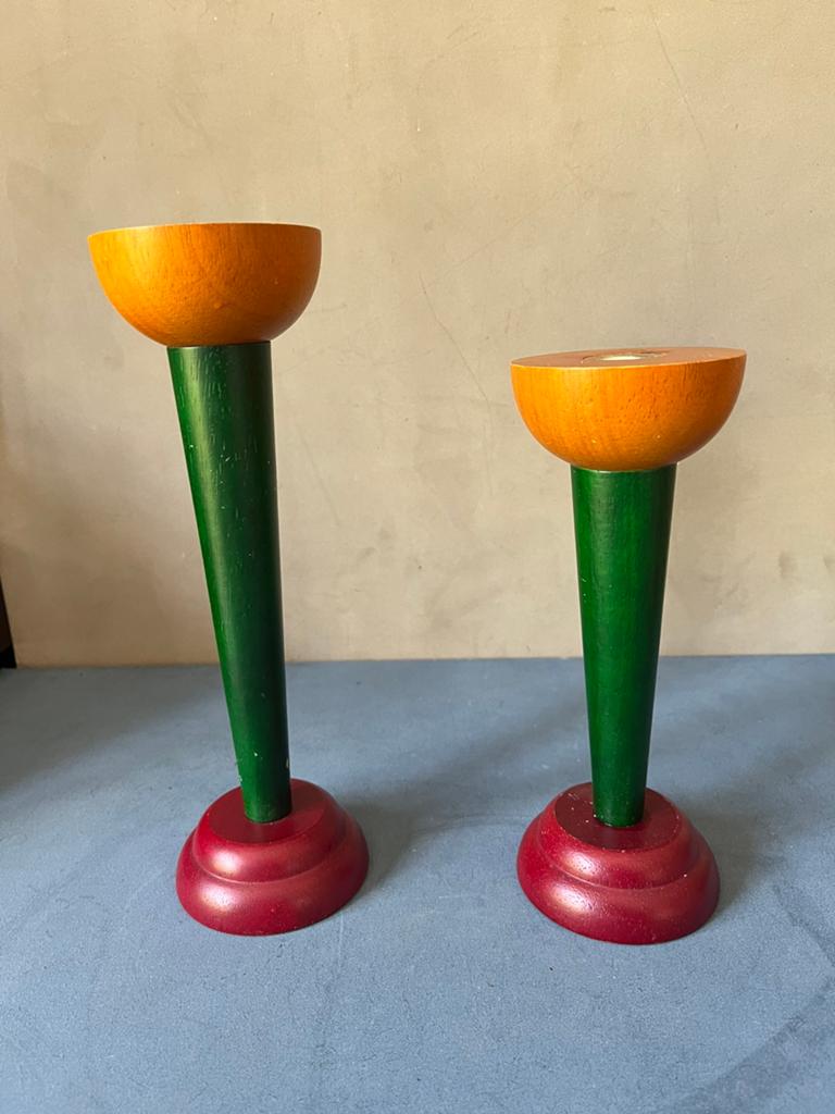 Ikea monokel holz Vintage 2 Kerzenständer kandelaars, Ophalen of Verzenden, Overige materialen