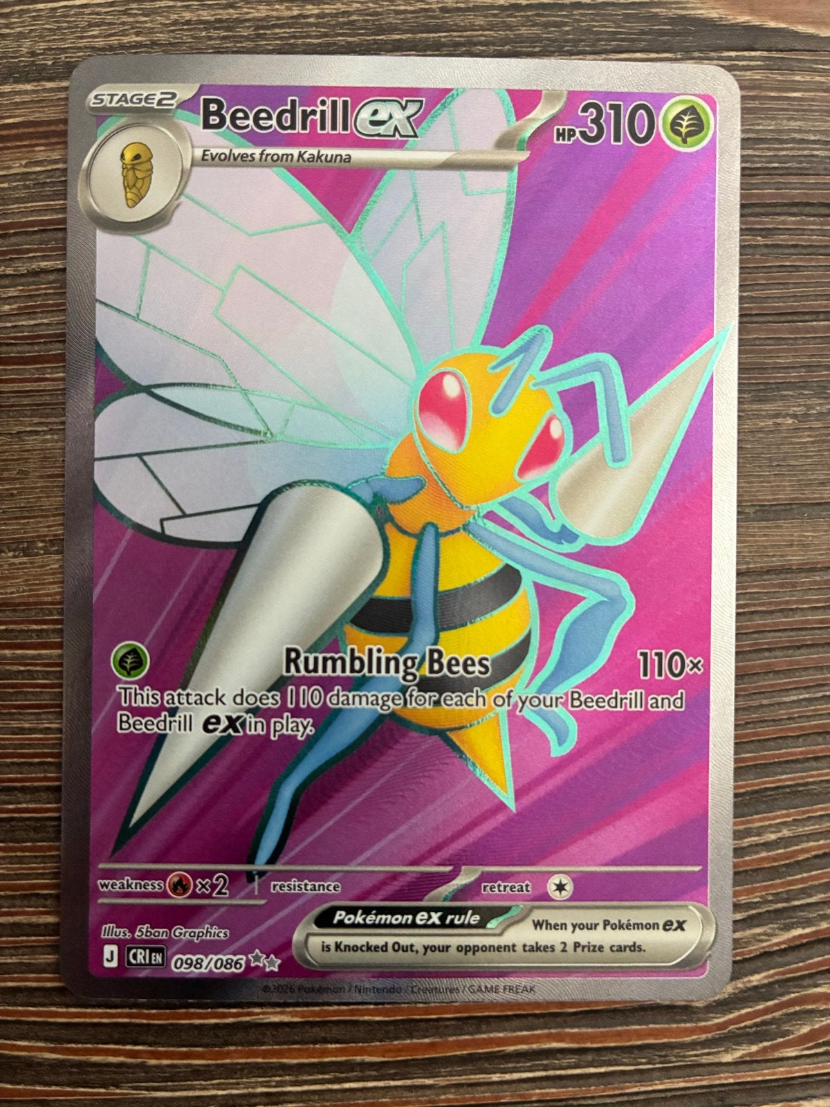 Beedrill ex 098/086 Pokémon kaart - Nieuw, Ophalen of Verzenden, Nieuw