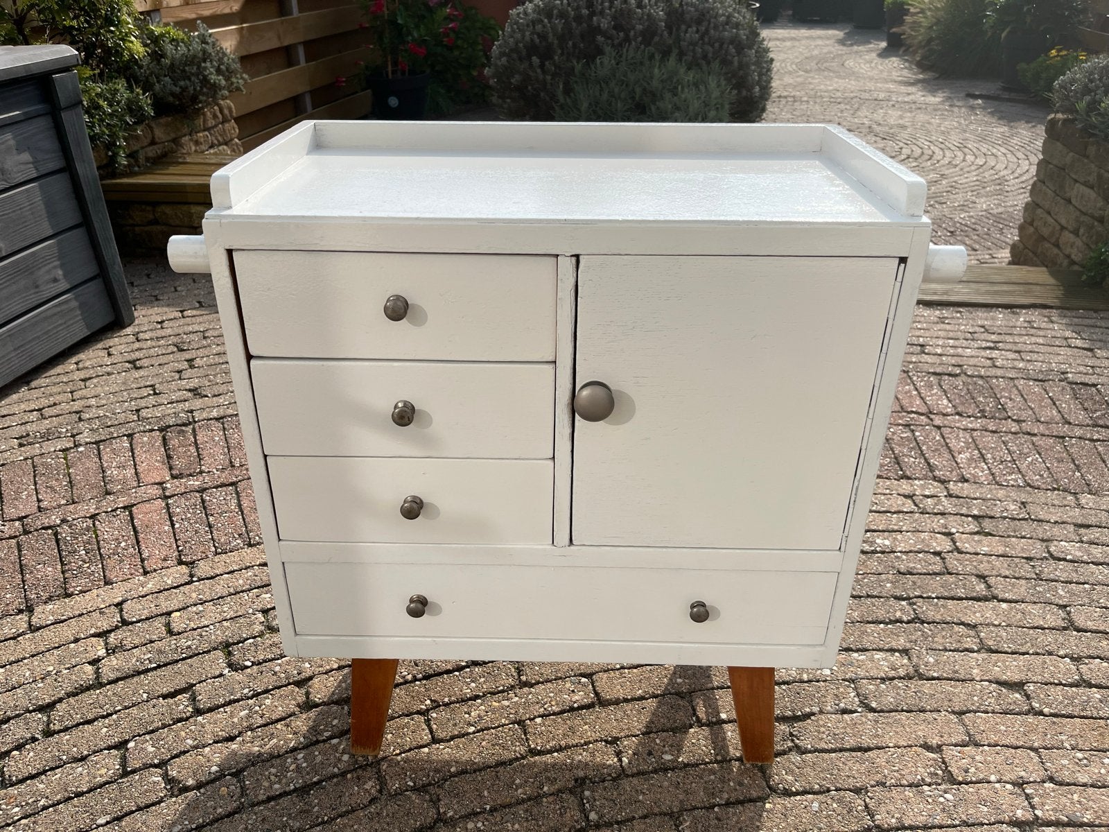 “Antieke” Wit kastje met lades en kastje, Minder dan 90 cm, Gebruikt, Minder dan 75 cm, Ophalen of Verzenden