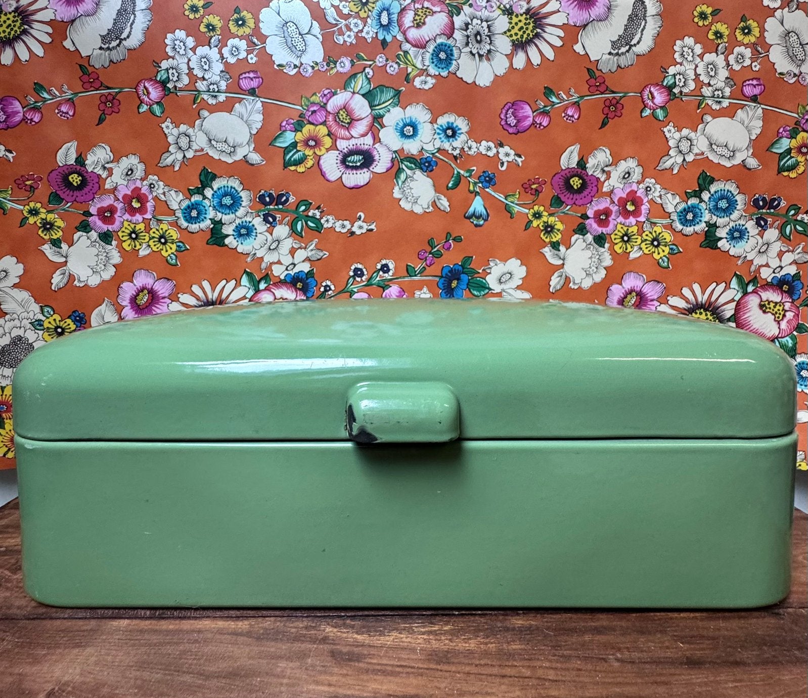 Vintage Emaille Broodtrommel – Resedagroen (Jaren 30/50), Ophalen
