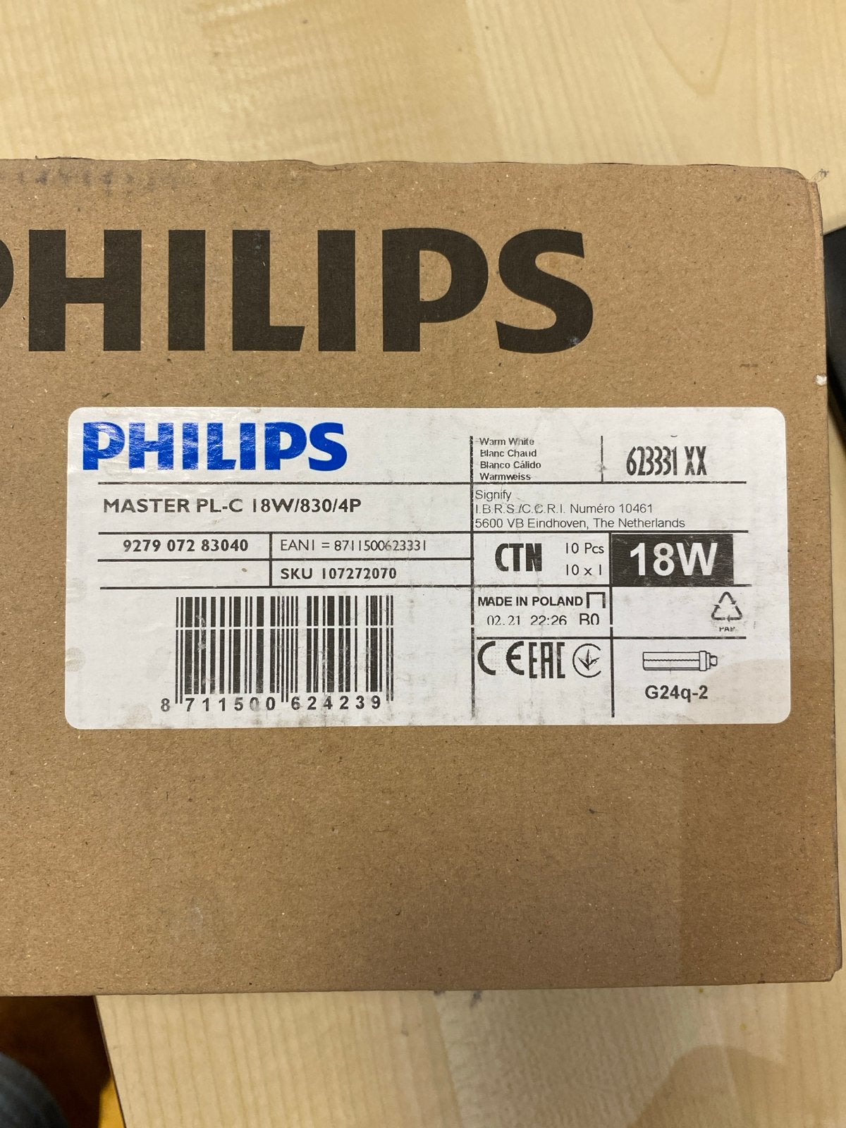30x Philips Master PL-C 18W/830/4P Gasontladingslamp Nieuw, Nieuw, Overige fittingen, Ophalen of Verzenden, Warm wit