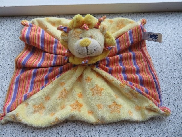 Knuffeldoek leeuw leeuwtje merk Unitoys My Friend, Geel, Met geluid, Ophalen of Verzenden, Zo goed als nieuw