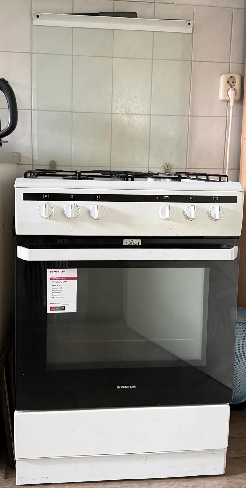 Inventum gasfornuis met oven - ideaal voor verhuizing, Ophalen, 60 cm of meer, Nieuw, 4 kookzones