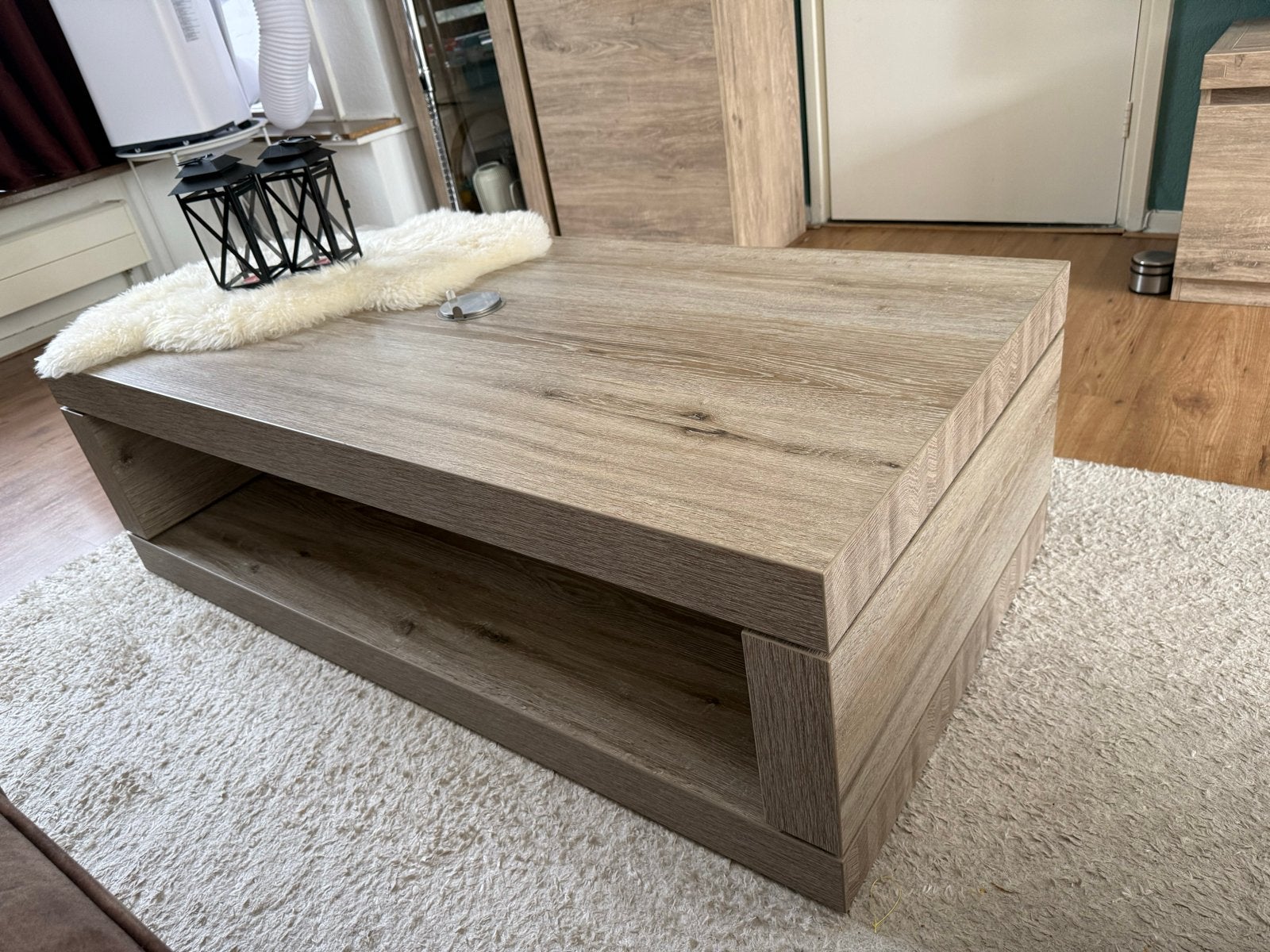 Moderne salontafel met opbergruimte, 100 tot 150 cm, Verzenden, 50 tot 100 cm, Zo goed als nieuw