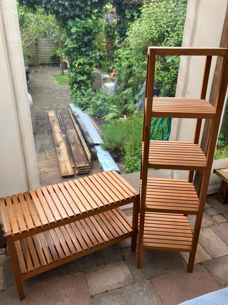 Ikea Molger (badkamer)bankje en rek, Ophalen, Gebruikt