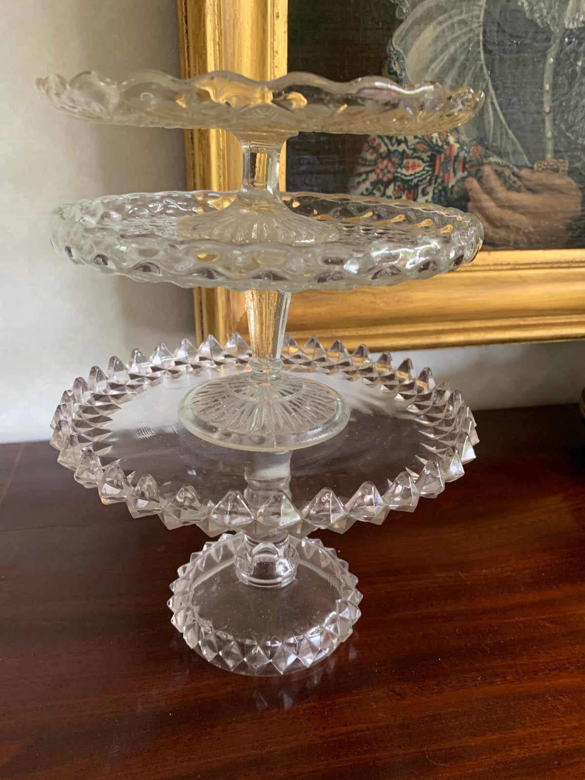 Antieke glazen taartschalen / schalen op voet/ Biedermeier, Antiek en Kunst, Ophalen of Verzenden